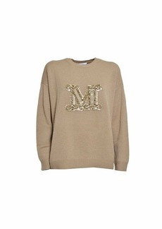 MAX MARA Camel wool and cashmere Palato pullover with jewel applications Max Mara