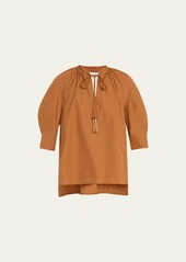 Max Mara Carpi Tassel-Tie Poplin Blouse