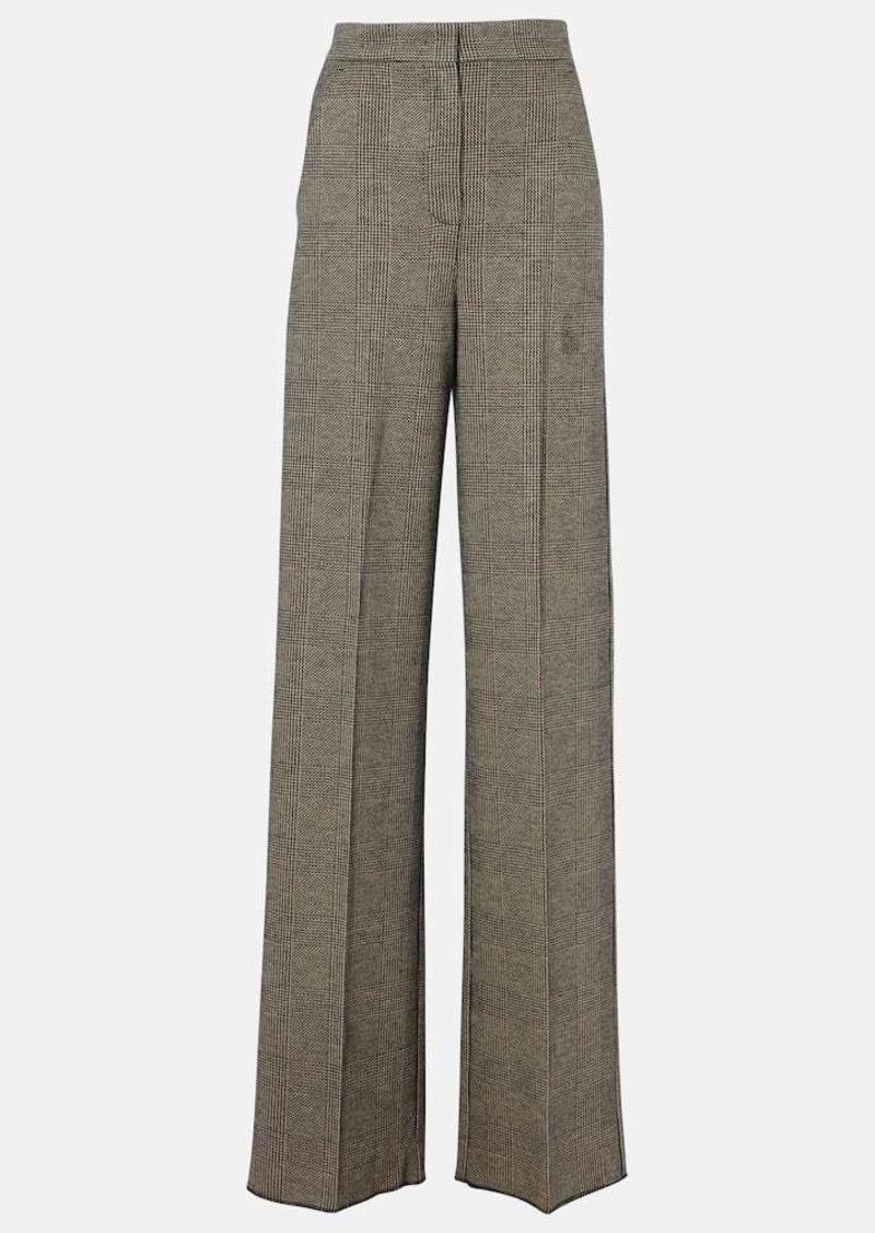 Max Mara Cognac houndstooth wool-blend straight pants