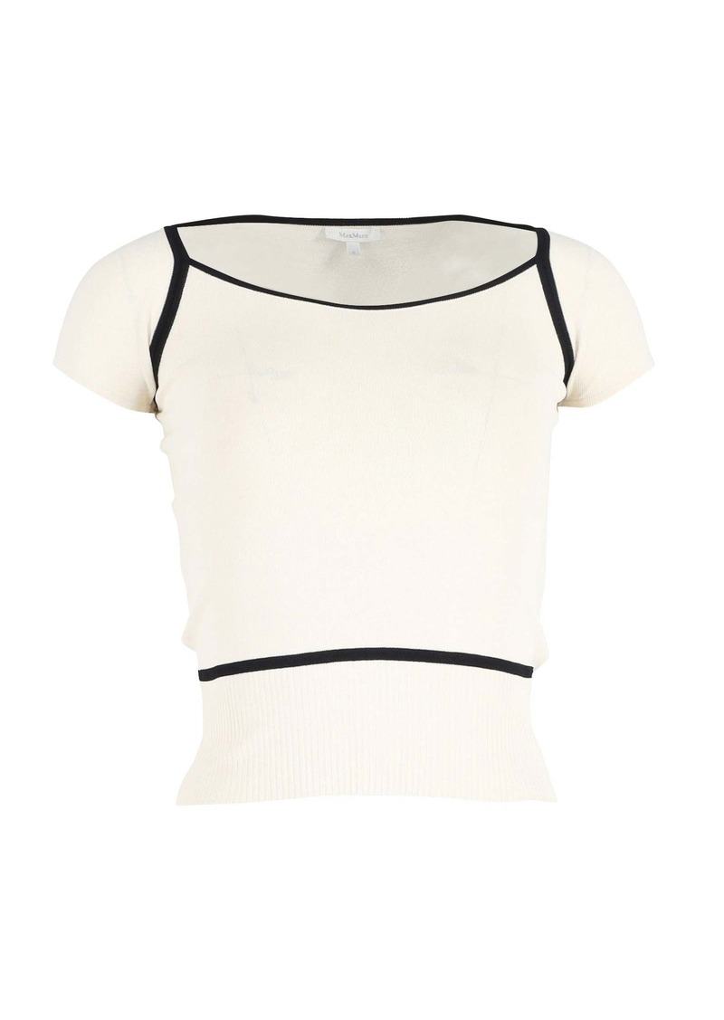 Max Mara Contrast Detail Top in Cream Cotton