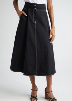 Max Mara Cotton & Linen Canvas Midi Skirt