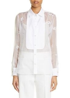 Max Mara Damara Embroidered Silk & Cotton Button-Up Shirt