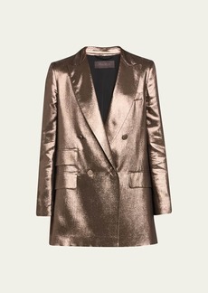 Max Mara Edro Metallic Silk Blazer Jacket