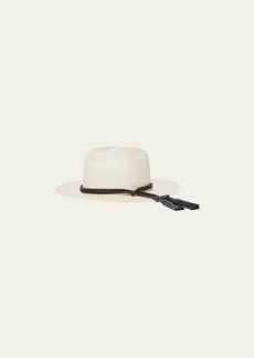 Max Mara Elfi Straw Fedora With a Braided Leather Band