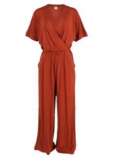 Max Mara Eolo V-Neck Belted Jumpsuit in Orange Viscose