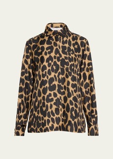 Max Mara Etna Leopard Print Button-Front Shirt