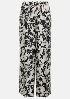 Max Mara Fiordo printed silk wide-leg pants