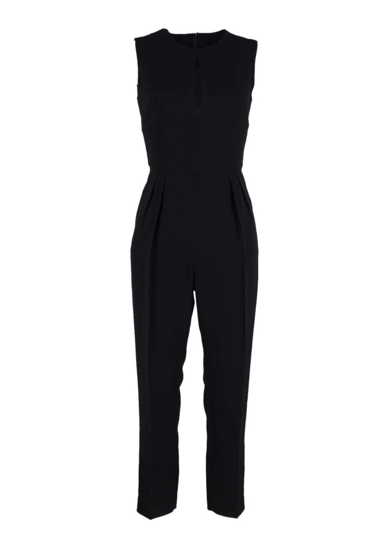 Max Mara Front Cut-Out Sleeveless Jumpsuit in Black Cotton