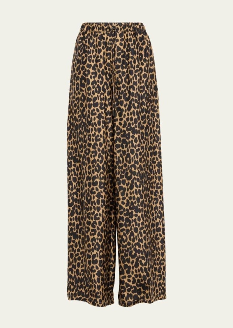 Max Mara Ghinea Wide-Leg Leopard Print Trousers