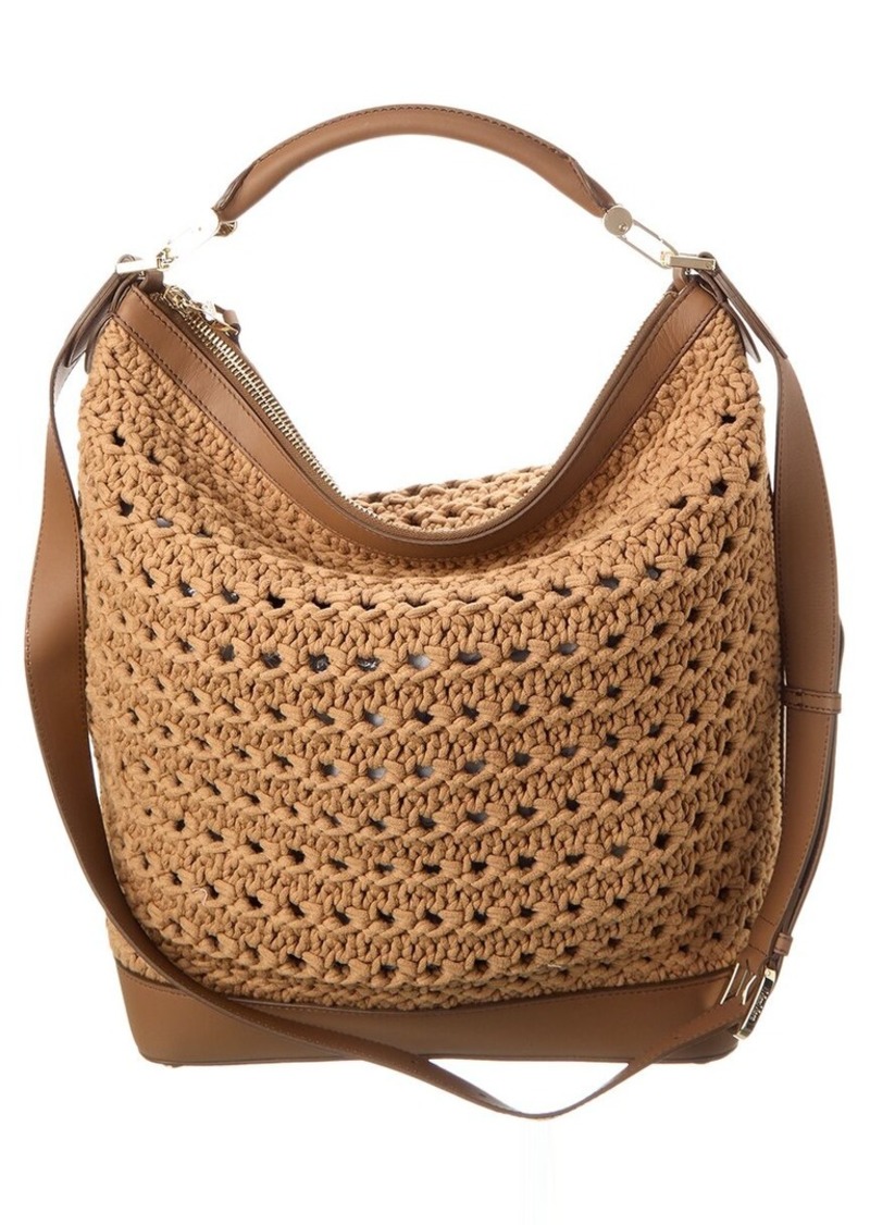 Max Mara Jean Woven & Leather Shoulder Bag