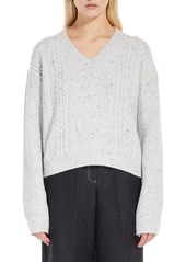 Max Mara Leisure Carmela Mixed Stitch Wool Blend V-Neck Sweater