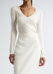 Max Mara Nadar V-Neck Pointelle Stitch Sweater