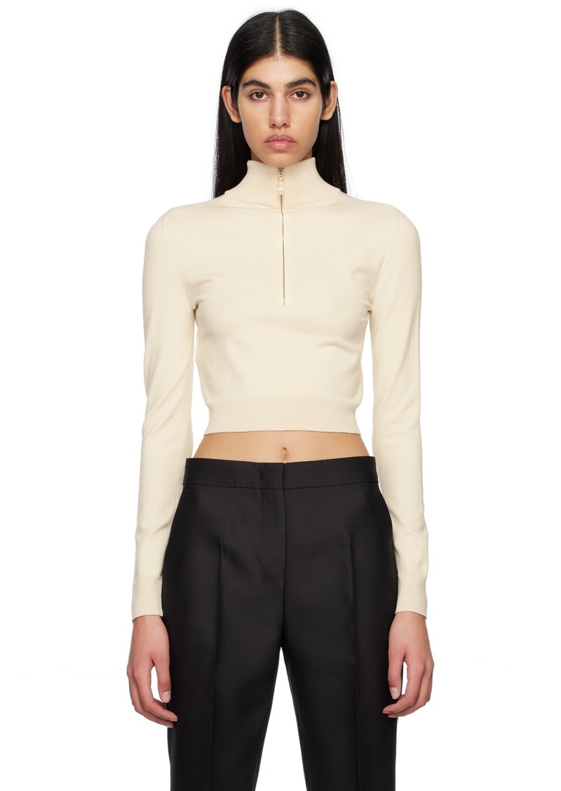 Max Mara Off-White Half-Zip Turtleneck