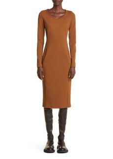 Max Mara Onore Long Sleeve Jersey Midi Dress in Tobacco at Nordstrom