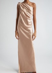 Max Mara Opera Draped One-Shoulder Silk Satin Gown