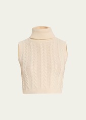 Max Mara Oscuro Cable Cropped Wool Cashmere Turtleneck Sweater