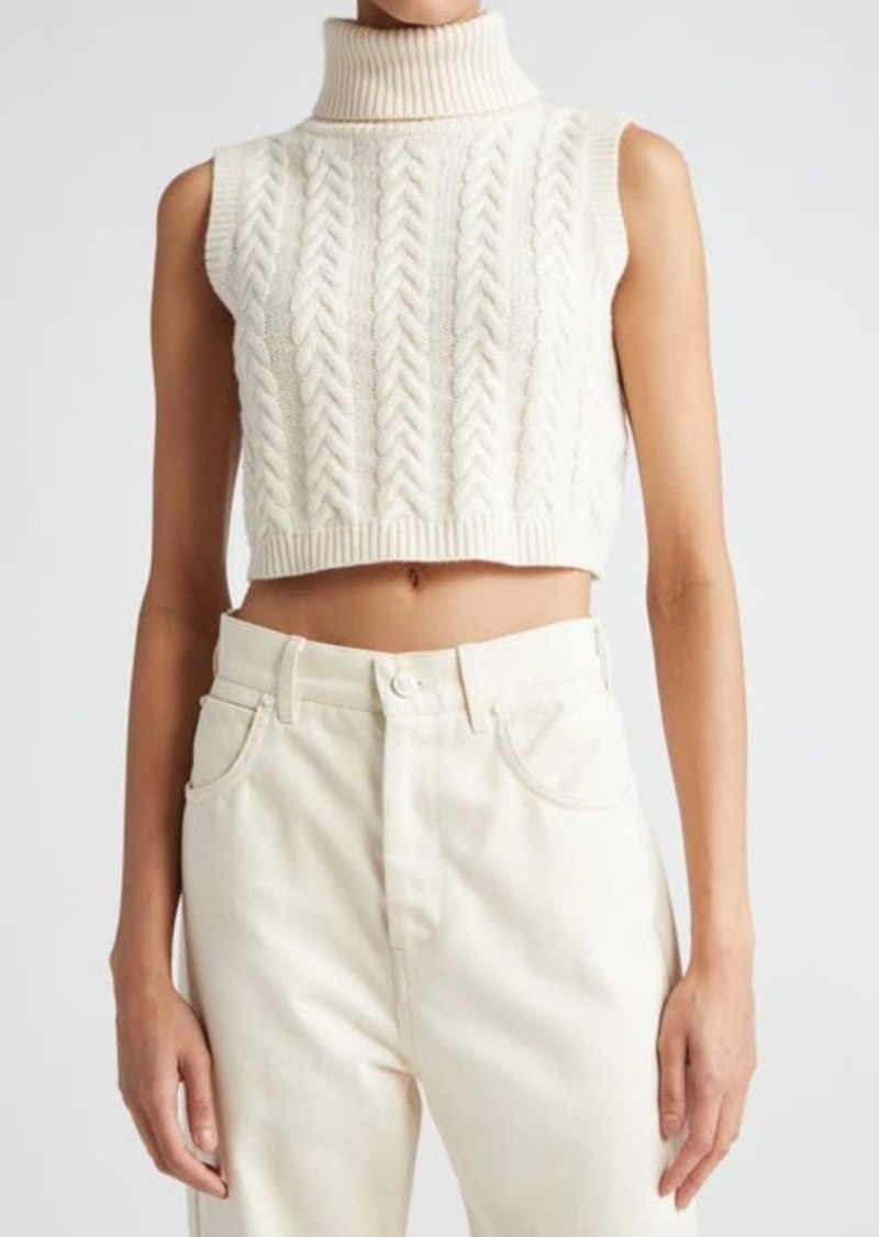 Max Mara Oscuro Cable Knit Crop Wool & Cashmere Sweater