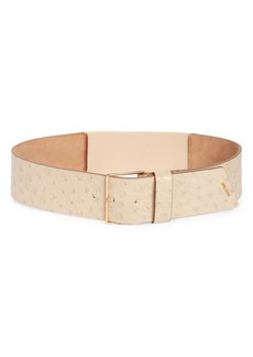 Max Mara Ostrich Embossed Leather Belt