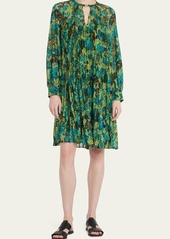 Max Mara Pina Floral Print Pleated Short Dress