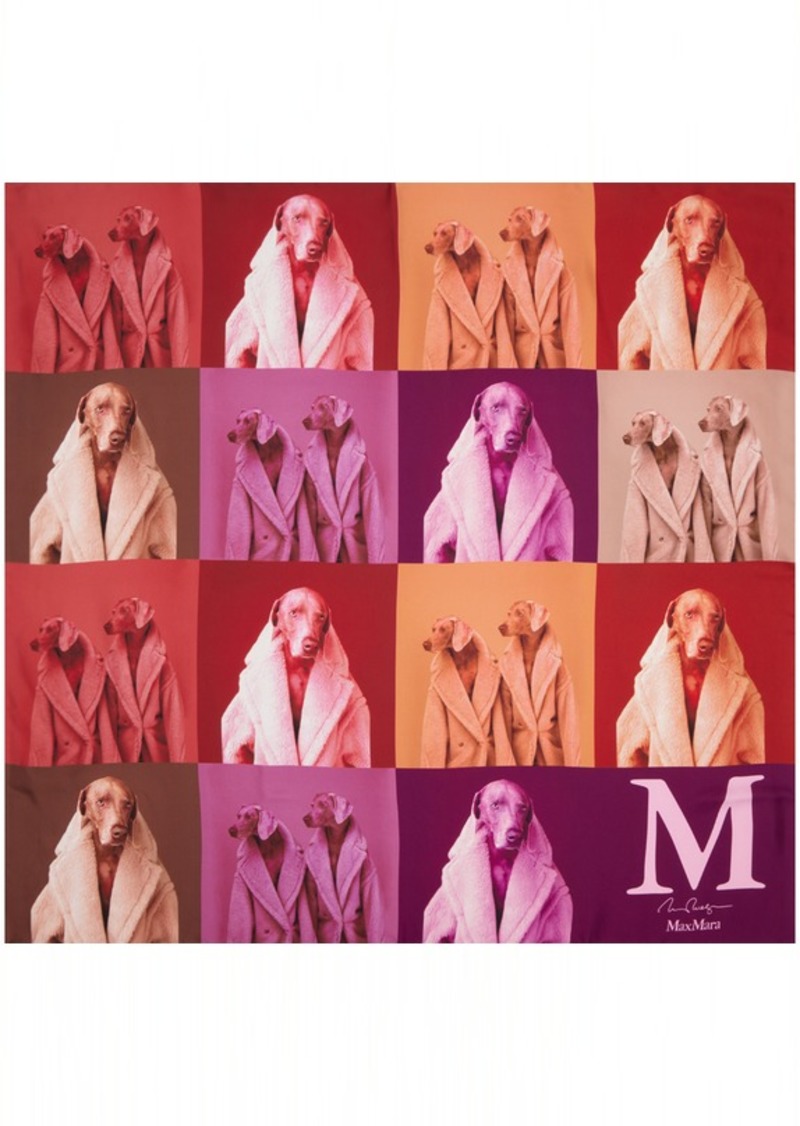 Max Mara Red & Purple Printed Scarf