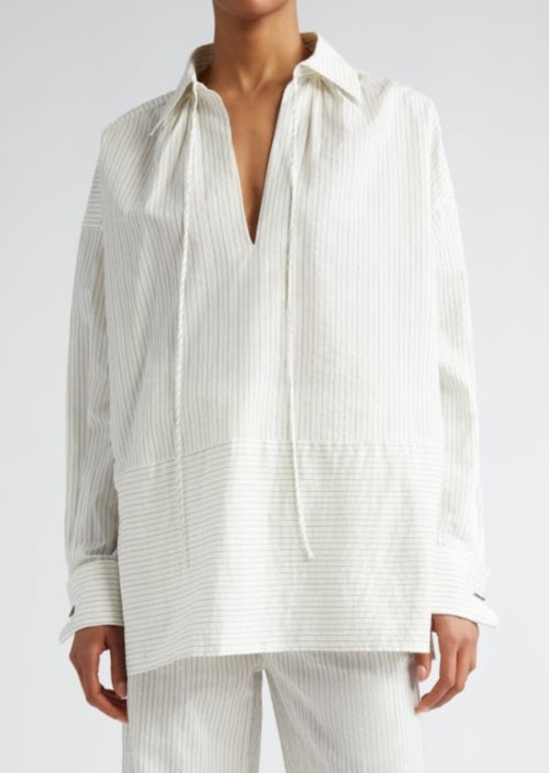Max Mara Saletta Pinstripe Oversize Cotton & Silk Top
