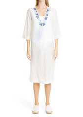 Max Mara Semisheer Cotton & Silk Cover-Up Dress in White at Nordstrom