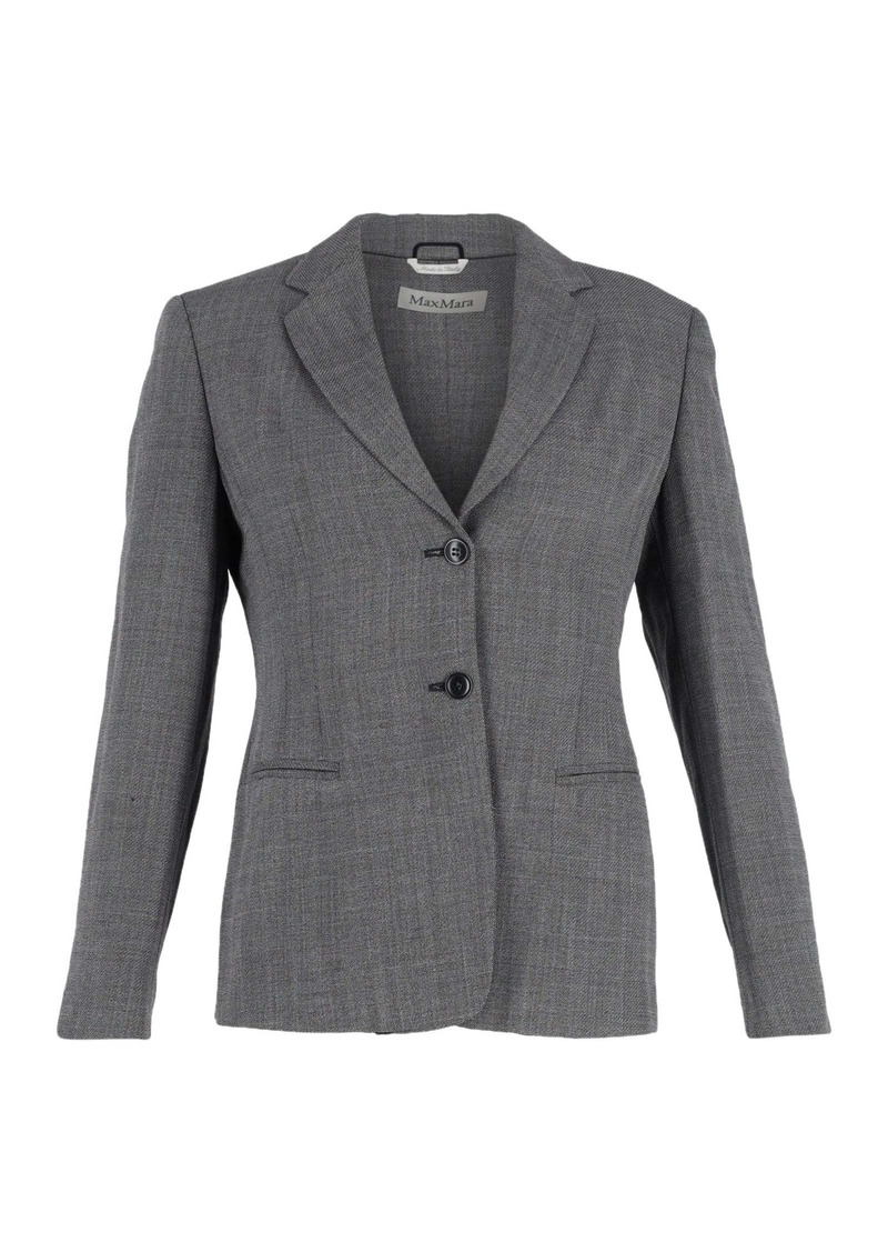 Max Mara Single Breasted Blazer in Grey Cotton