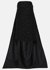 Max Mara Strapless paneled jacquard minidress