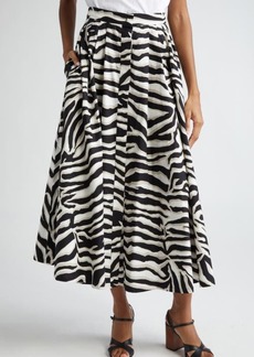 Max Mara Studio Nichols Abstract Stripe Cotton Midi Skirt