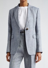 Max Mara Studio Palau Linen Herringbone Blazer