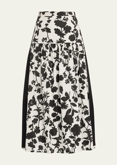 Max Mara Udente Floral-Print Side-Stripe Tiered Maxi Skirt