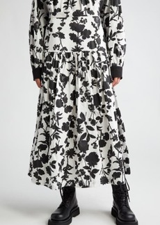 Max Mara Udente Floral Print Tiered Cotton & Silk Skirt
