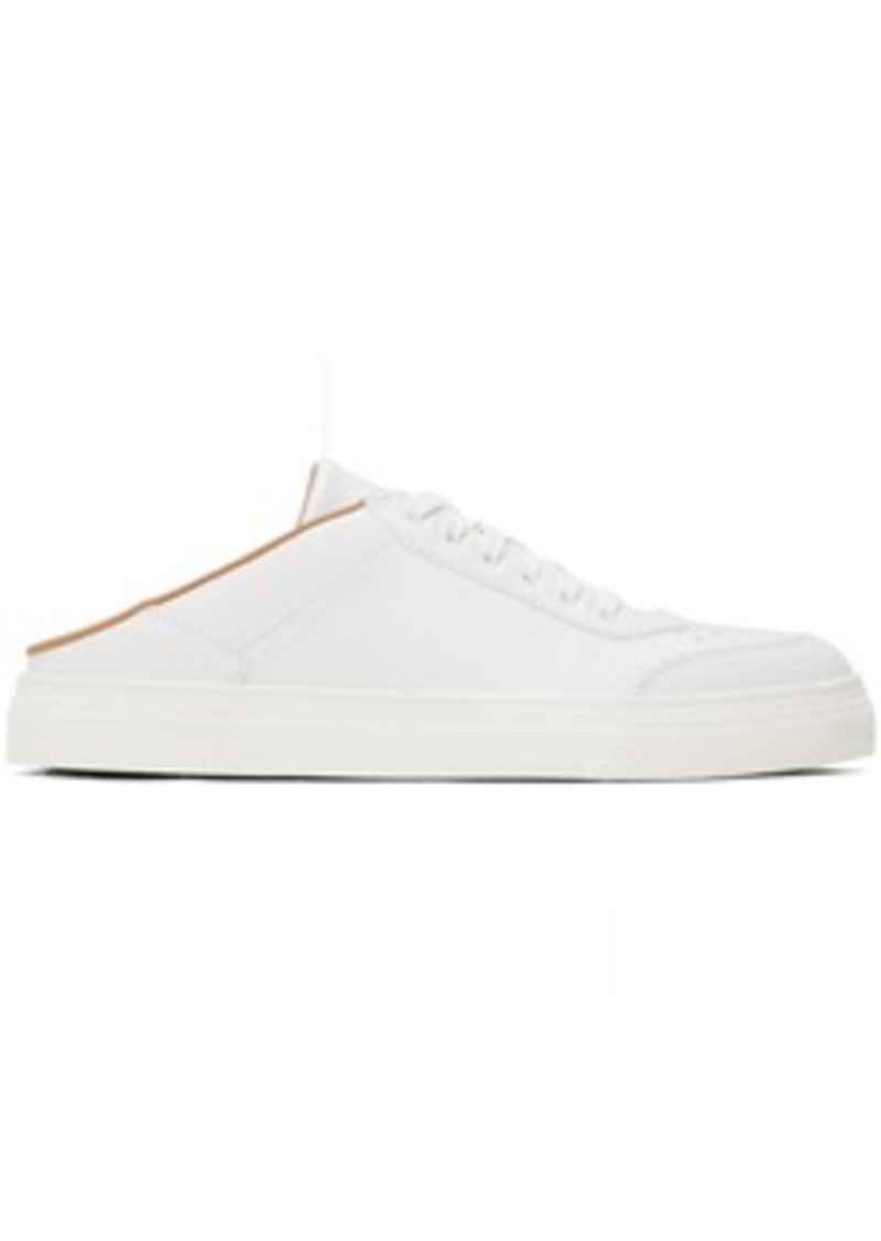 Max Mara White Leather Slide Mule Sneakers