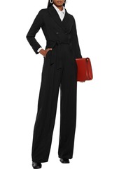 Max Mara - Diana double-breasted belted pinstriped wool-twill jumpsuit - Black - IT 42