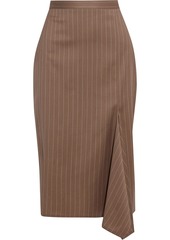 Max Mara - Fedora draped pinstriped wool pencil skirt - Neutral - IT 42