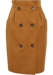 Max Mara Woman Fenice Button-detailed Wool-twill Skirt Tan