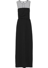 Max Mara Woman Laringe Tulle-paneled Knotted Cady Gown Black