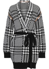 Max Mara Woman Malizia Belted Houndstooth Wool And Cashmere-blend Cardigan White