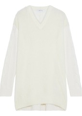 Max Mara Woman Piera Cable Knit-paneled Brushed-knitted Sweater Ivory