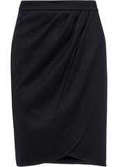 Max Mara Woman Tarso Pleated Wool-jersey Wrap Skirt Black