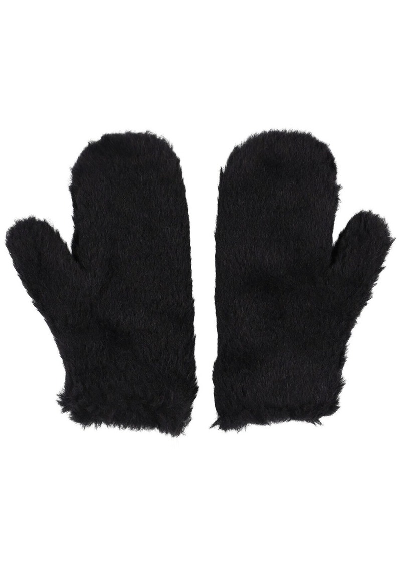 Max Mara Ombrato Wool Blend Teddy Gloves W/ Strap