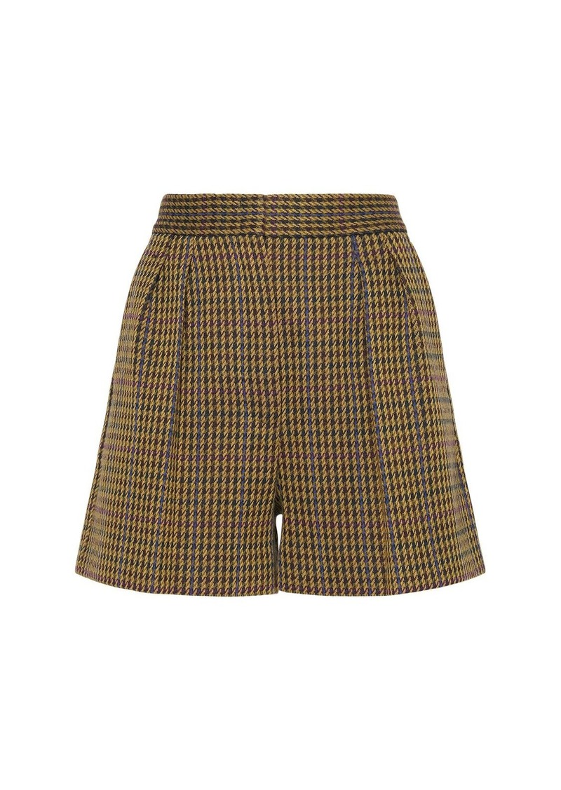 Max Mara Patroni Wool Blend Houndstooth Shorts