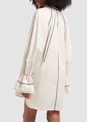 Max Mara Rive Cotton Mini Dress W/ Pompom