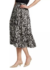 Max Mara Rotondo Leaf-Print Midi-Skirt