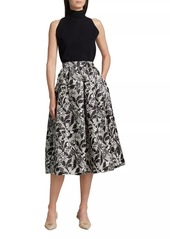 Max Mara Rotondo Leaf-Print Midi-Skirt