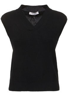 Max Mara Zebio Cotton Knit V Neck Vest