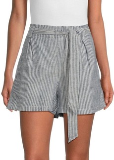 Max Studio Belted Linen Blend Shorts