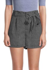 Max Studio Dotted Striped Crepe Belted Shorts