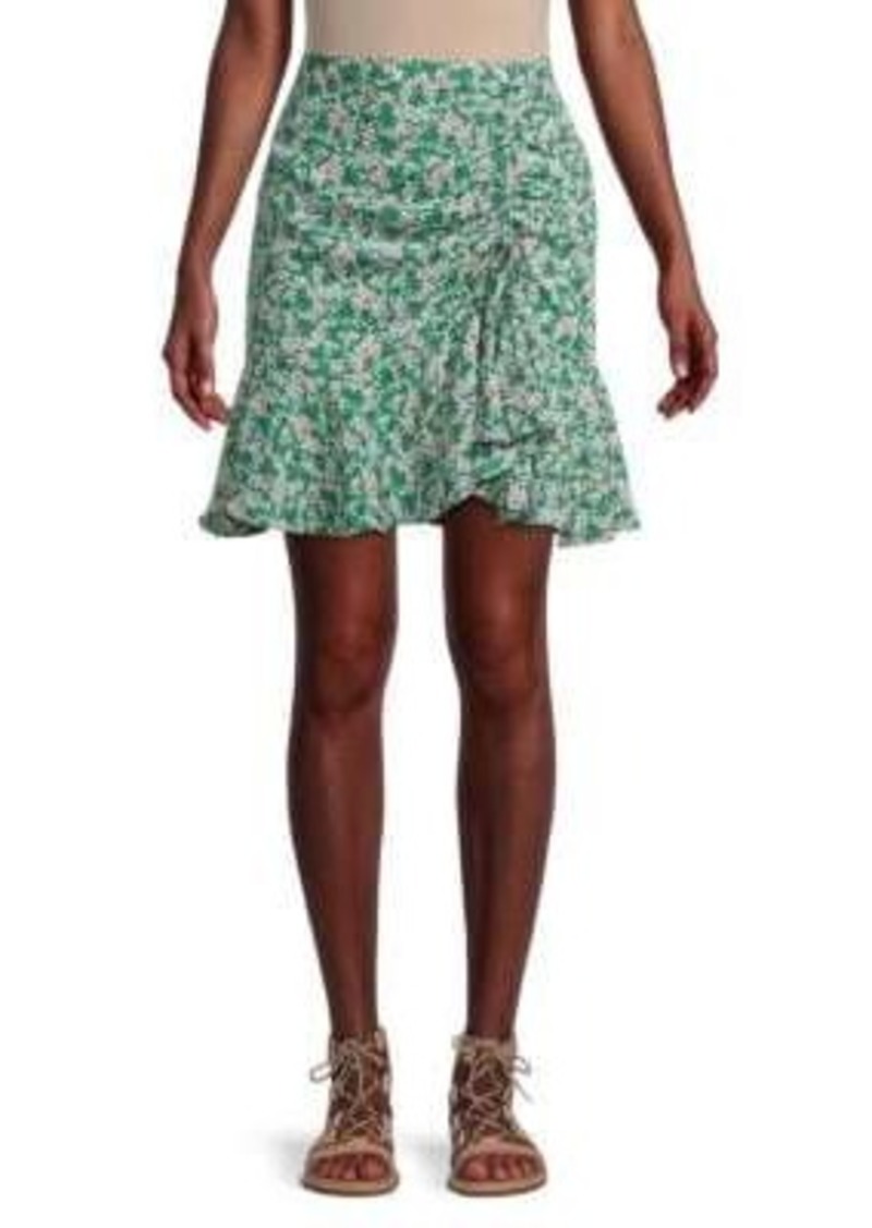 Max Studio ​Floral Ruched Crepe Ruffle Mini Skirt