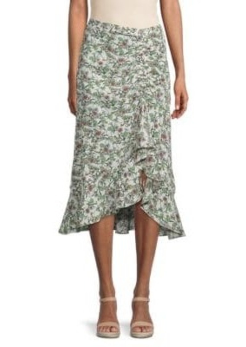 Max Studio Floral Ruffle Midi Skirt